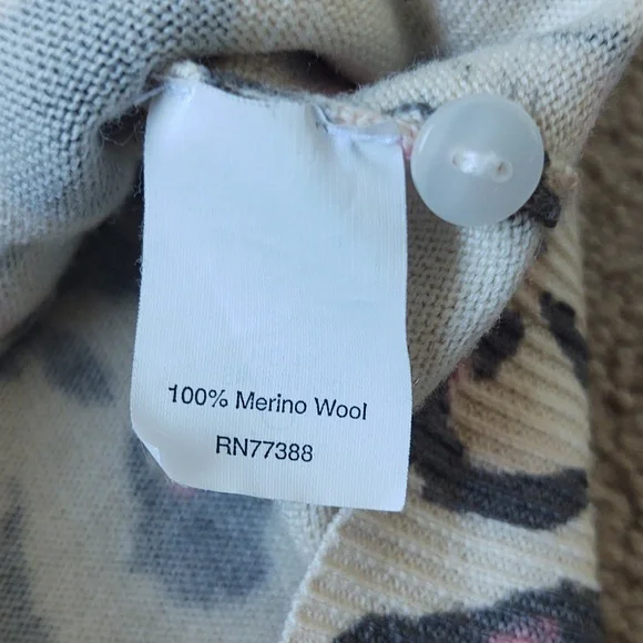 VGUC J. Crew off-white, grey, and pink animal print button front cardigan - Picture 4 of 6